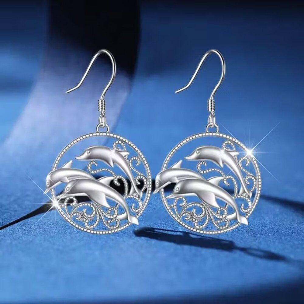 Fashionable Shining Alloy Dangle Elegant Dolphin Earrings